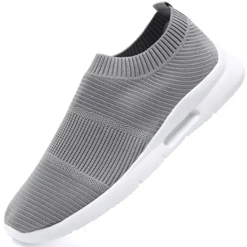Produktbild: JUEQIBAA Slip on Sneaker Herren Turnschuhe Sportschuhe Laufschuhe Atmungsaktiv Joggingschuhe Straßenlaufschuhe Outdoor Grau 46