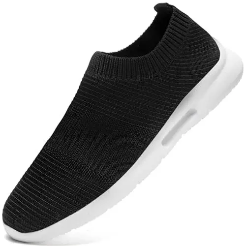 Produktbild: JUEQIBAA Sneakers Herren Sportschuhe Turnschuhe Slip on Schuhe Fitness Sporthalle Freizeitschuhe Leichtgewichts Joggingschuhe Laufschuhe Schwarz 46