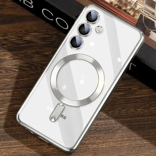 Produktbild: JUESHITUO für Samsung Galaxy S24 Hülle für MagSafe (Mit Integrierter Kameraschutz) (TOP N56 Starke Magnete) Handyhülle Samsung S24 5G für Frauen Mädchen Galaxy S24 Case - Titan Silver