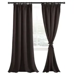 Produktbild: JuFang Vorhänge gardinen mit kräuselband verdunklungsvorhänge thermovorhang kälteschutz gardinen Wohnzimmer vorhänge Schlafzimmer Vorhang Braun 2er Set 245x140 cm(HöhexBreite)