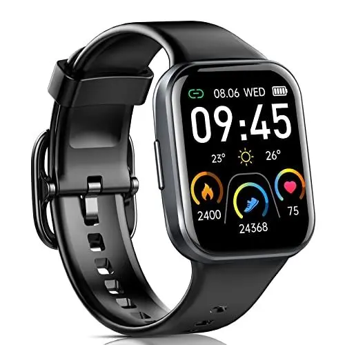 Produktbild: Jugeman Smartwatch Damen Herren, Fitnessuhr 1,69/'' HD Farbdisplay, 25 Sportmodi Fitness Tracker Uhr Pulsmesser Schlafmonitor, IP68 Wasserdicht Sportuhr Schrittzähler Stoppuhr (Schwarz)