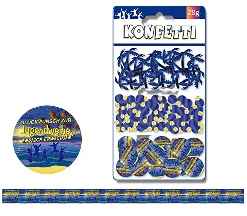 Produktbild: Jugendweihe Konfetti Streudeko 500 Teile dreiteilig 28gr I Glückwunsch zur Jugendweihe Endlich Erwachsen Tischdekoration Jugendfeier blau gold gelb mehrfarbig von Feste Feiern