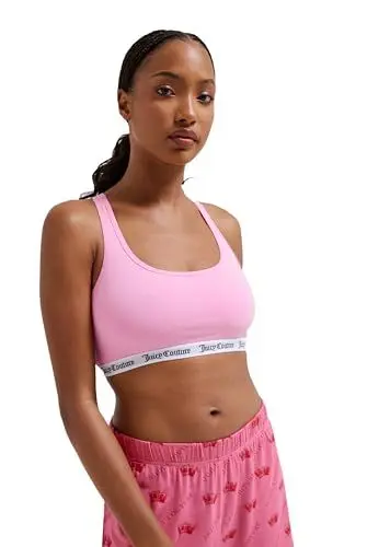Produktbild: Juicy Couture Damen Verity Bralette Büstier ohne Bügel aus Baumwolle für Sport Freizeit und Fitness BH, Begonia PINK, M