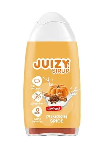 Produktbild: JUIZY WOW Coffee Sirup Zuckerfrei - Pumpkin Spice Latte | 1 x 65ml Kürbis Geschmack - Natürlicher Getränkesirup Barista Qualität | Zero Kalorien | Veganes Getränkekonzentrat Fertiggetränk | More Juice