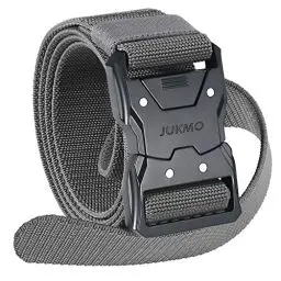Produktbild: JUKMO Schnellverschluss Taktischer Gürtel, Militär Wandern 3,8cm Arbeit Gürtel mit Schwere Sicherheitsgurt Schnalle (L-für Taille 106cm-115cm (Länge 135cm), Grau)