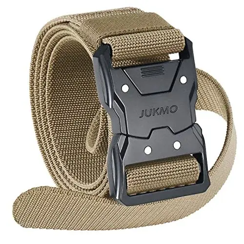 Produktbild: JUKMO Schnellverschluss Taktischer Gürtel, Militär Wandern 3,8cm Arbeit Gürtel mit Schwere Sicherheitsgurt Schnalle (M-für Taille 91cm-105cm (Länge 125cm), Kojote)