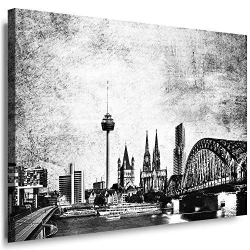 Produktbild: Julia-Art Leinwandbilder Skyline - Bild Köln - Wandbild fertig gerahmt - 120 mal 80 cm XXL Kunstdruck - Stadt Leinwand Motive - verschiedene Varianten Ko-01-13