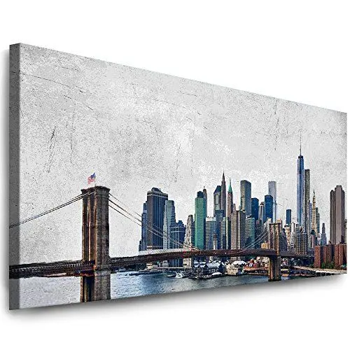 Produktbild: Julia-Art Leinwandbilder - 200 mal 80 cm Bild New York City, Skyline Wandbilder sind fertig gerahmt - Kunstdrucke XXL Panorama - Verschiedene Motive Ny-01-85