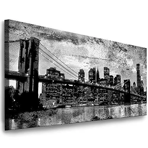 Produktbild: Julia-Art Leinwandbilder - 80 mal 30 cm Bild New York City, Skyline Wandbilder sind fertig gerahmt - Kunstdrucke XXL Panorama - Verschiedene Motive Ny-01-1