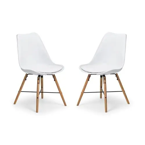 Produktbild: Julian Bowen Kari 2er-Set Esszimmerstühle, Weiß/Eiche, Höhe: 83, Breite: 48, Tiefe: 54cm