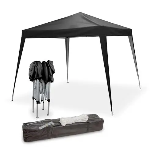 Produktbild: Julido Pavillon 3x3 m, wasserdicht, stabil, in Schwarz, Faltpavillon klappbar und höhenverstellbar, aus 210D Oxford, pulverbeschichteter Stahlrahmen