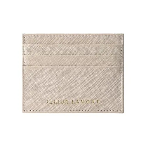 Produktbild: JULIUR LAMONT® Kartenetui Herren | Kartenetui Damen | Slim Kartenhalter aus Leder | Unisex Kreditkartenetui mit 6 Fächer | Card Holder mit Geschenkbox (Beige)