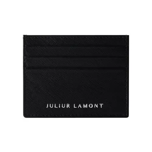 Produktbild: JULIUR LAMONT® Kartenetui Herren | Kartenetui Damen | Slim Kartenhalter aus Leder | Unisex Kreditkartenetui mit 6 Fächer | Card Holder mit Geschenkbox (Schwarz)