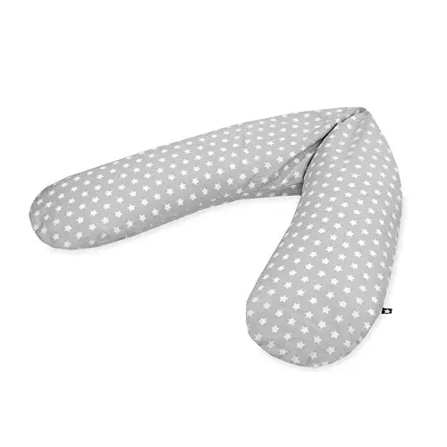Produktbild: Julius Zöllner Classic Stillkissen ca. 190 cm | Füllung 42 Liter EPS-Mikroperlen | Made in Germany | Bezug aus 100% Baumwolle | OEKO-TEX® STANDARD 100 | Sterne grau