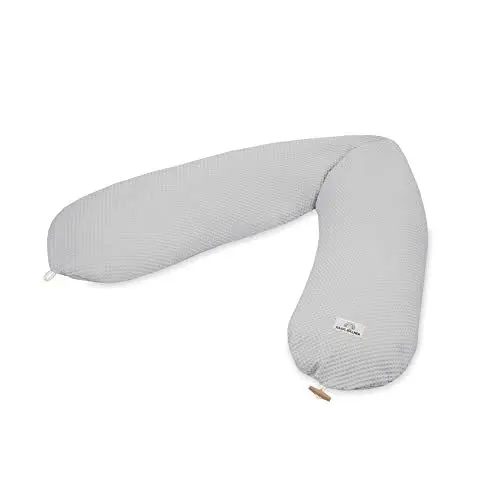 Produktbild: Julius Zöllner Wafffelpique Stillkissen ca. 190 cm | Füllung 42 Liter EPS-Mikroperlen | Made in Germany | Bezug aus 100% Baumwolle | Oeko-TEX® Standard 100 | Light Grey