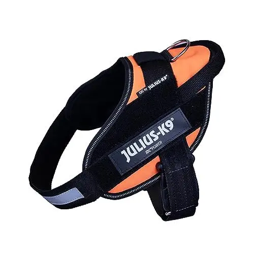 Produktbild: Julius-K9 IDC Powergeschirr mit Sicherheitsverschluß und vergrößerte Klettfläche, Größe: M/0, UV Orange