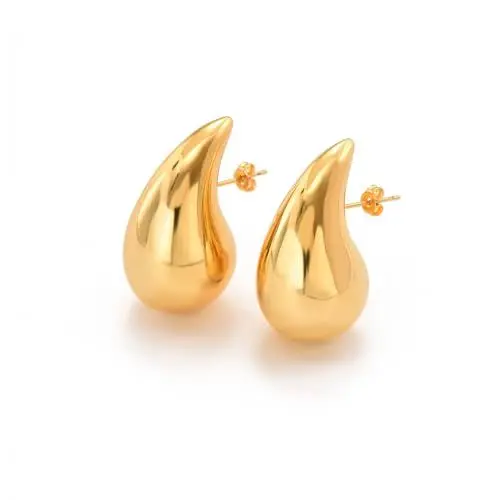 Produktbild: Julyls 18K Ohrringe Dupes, Waterdrop Goldene Ohrringe Damen, Dicke Creolen für Frauen, Hypoallergen Vergoldete Earrings, Chunky Earrings, Modeschmuck für Frauen und Mädchen, Gold