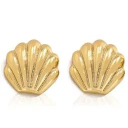 Produktbild: Julyls Gold Quallen Muschel Ohrstecker Ohrringe für Frauen - Chunky Conch Seashell Earrings, Vom Meer inspirierter Schmuck mit Strand- und Sommermotiven