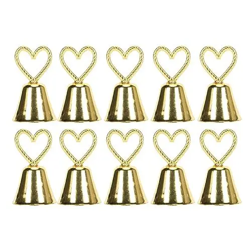 Produktbild: Julyue 10 Stück Tischnummernhalter, Glockenförmiger Tischkartenhalter, Kleiner Tischschildständer, Tischkartenhalter, Namensmenü-Clips, Moderner Bilderhalter für die Präsentation von(Gold)
