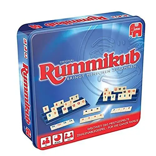 Produktbild: Jumbo Spiele 3973 Original Rummikub in Metalldose - der Spieleklassiker unter den Gesellschaftsspielen - für Erwachsene und Kinder ab 7 Jahren