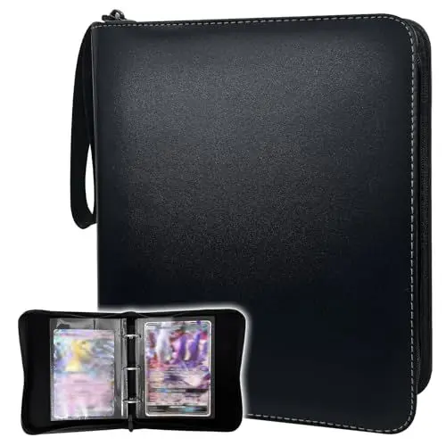 Produktbild: Jumbo XXL card Album für große Karten, Binder kompatibel mit Jumbo Karten, Abnehmbar 45 Seiten für eine Kapazität von 90 Karten Jumbo Oversized Card, Schwarzes PU-Leder Tragbar Jumbo Karten Album