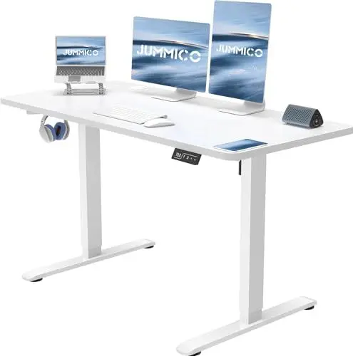 Produktbild: JUMMICO Höhenverstellbarer Schreibtisch mit USB-Ladeanschluss,Schreibtisch Höhenverstellbar Elektrisch, Steh-Sitz Tisch Stehpult Verstellbarer Computertisch,Standing Desk,120 x 60 cm, Weiß