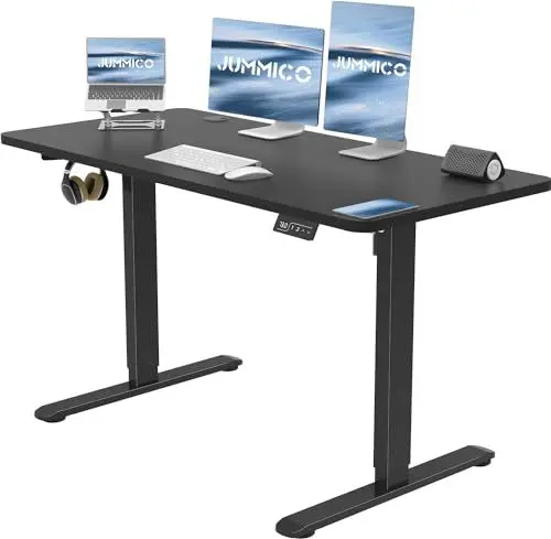 Produktbild: JUMMICO Höhenverstellbarer Schreibtisch mit USB-Ladeanschluss,Schreibtisch Höhenverstellbar Elektrisch, Steh-Sitz Tisch Stehpult Verstellbarer Computertisch,Standing Desk,120 x 60 cm, Schwarz