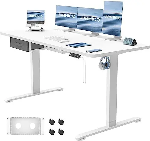 Produktbild: JUMMICO Höhenverstellbarer Schreibtisch mit USB-Ladeanschluss,Schreibtisch Höhenverstellbar Elektrisch, Steh-Sitz Tisch Stehpult Verstellbarer Computertisch,Standing Desk,160 x 70 cm, Weiß