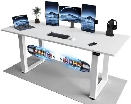 Produktbild: JUMMICO Höhenverstellbarer Schreibtisch 180x80cm mit 4 Beinen für Super Stabilität,2 Motoren Große Schreibtisch Höhenverstellbar Elektrisch Ergonomischer Computertisch Steh-Sitztisch,Weiß