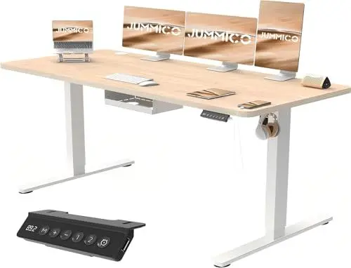 Produktbild: JUMMICO Höhenverstellbarer Schreibtisch mit USB-Ladeanschluss 160 x 70 cm, Schreibtisch Höhenverstellbar Elektrisch, Steh-Sitz Tisch Stehpult Verstellbarer Computertisch,Standing Desk,Beige