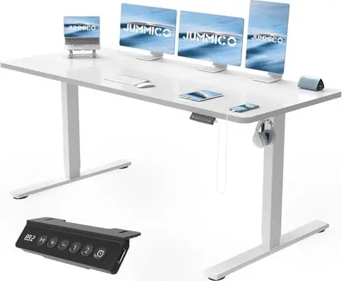 Produktbild: JUMMICO Höhenverstellbarer Schreibtisch mit USB-Ladeanschluss,Schreibtisch Höhenverstellbar Elektrisch, Steh-Sitz Tisch Stehpult Verstellbarer Computertisch,Standing Desk,180 x 80 cm, Weiß