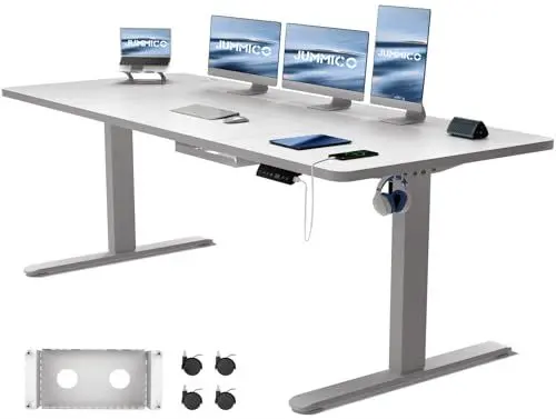 Produktbild: JUMMICO Höhenverstellbarer Schreibtisch mit USB-Ladeanschluss,Schreibtisch Höhenverstellbar Elektrisch, Steh-Sitz Tisch Stehpult Verstellbarer Computertisch,Standing Desk,180 x 80 cm, Gray