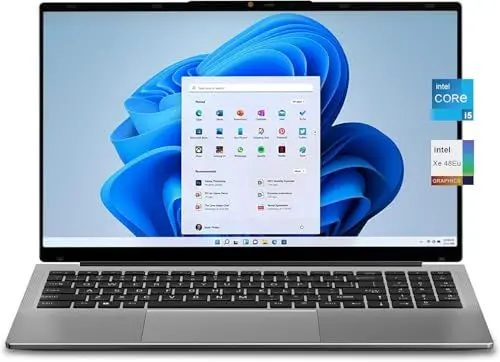 Produktbild: jumper 2025 Laptop 15,6 Zoll FHD IPS Display, 12th i5-12450H (bis zu 4,4 GHz), 16 GB DDR4 512 GB NVME SSD Notebook, Vier Stereo-Lautsprecher USB 3.2 x 3/BT5.1/62.7Wh Akku