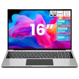 Produktbild: jumper Laptop 16 Zoll IPS 1920x1200, 16GB RAM 1TB SSD + 128GB eMMC, Intel N150, Leichte Notebook Computer für Unternehmen und Studenten, USB, HDMI, Typ-C (Grau)