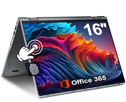 Produktbild: jumper Laptop 16 Zoll, Touchscreen Laptop mit 1 Jahr Office 365, QWERTZ Tastatur mit Hintergrundbeleuchtung, Fingerabdruckleser, 16GB RAM, 640GB ROM, 1920x1200, 7000mAh Akku, WiFi 6, 360-Grad-Rotation