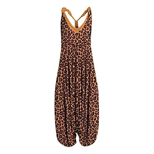 Produktbild: Jumpsuit Damen Sommer Jumpsuit Damen Overall Women Cooles Gemütlich Overall Tunikas Sport Bunte Stylische Overall Damen Dünnee Straight Frühling Leopardenmuster 4XL