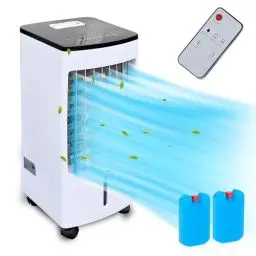 Produktbild: JUNG LIFEAIR Klimaanlage Mobil ohne Abluftschlauch, mit Fernbedienung, Timer 15,5 Std, 60 dBA, 2in1 - Luftkühler, Ionisator, Mobile Ventilator mit Wasserkühlung, Mobiles Klimagerät leise