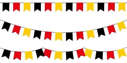 Produktbild: JUNG Wimpelkette 10m mit 25 Flaggen, schwarz rot gold Deutschland Fussball EM 2024 Fan, Europameisterschaft Fanartikel Frauen & Männer, Fanpaket, Schwarz Rot Gold Flagge, Damen und Herren…