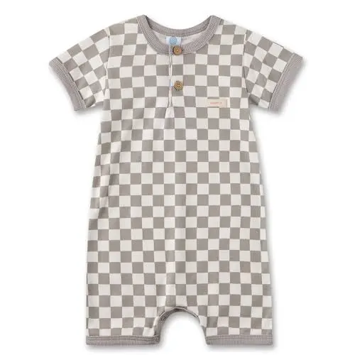 Produktbild: Jungen-Overall Grau | Praktischer und bequemer Spieler aus Bio-Baumwolle für Jungen. Babystrampler mit Knopfleiste | Baby Overall