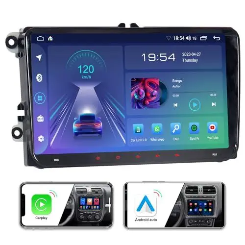 Produktbild: JUNHUA Doppel Din Android Autoradio Navi für VW Passat B6 Golf V VI 5 6 Polo cc Tiguan EOS Scirocco, 9 Zoll, 1280720, 2+32GB Radio mit Wireless Carplay und Android Auto Bluetooth DSP OPS USB