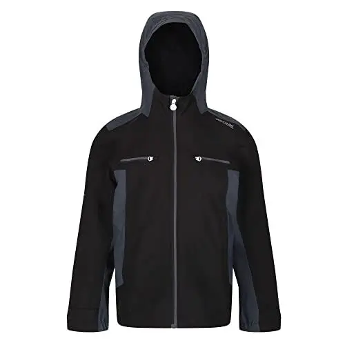 Produktbild: Regatta Junior Highton II wasserdichte und atmungsaktive reflektierende Shell-Jacke mit Kapuze und Netzfutter