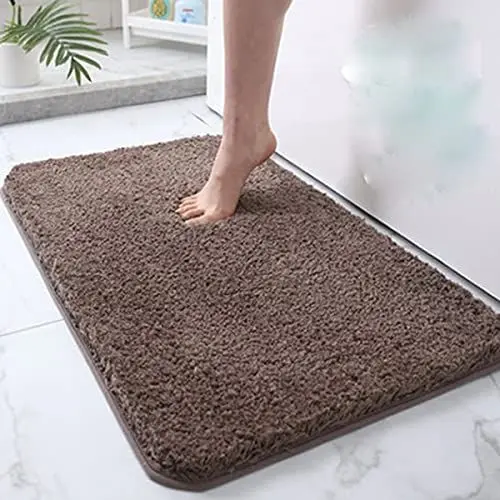 Produktbild: JunJiale Luxuriöse Badezimmerteppichmatte, extra weiche und saugfähige Mikrofaser-Badteppiche, Rutschfester Plüsch-Badteppich, Badematten für Badezimmerboden, Badewanne und Dusche,