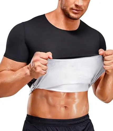 Produktbild: Junlan Schwitzanzug Herren Sauna Weste Body Shaper Fitness Thermo Workout Tank Top Hot Polymer Sauna Shirt Herren Schwitzgürtel Zum Abnehmen (schwarz, M)
