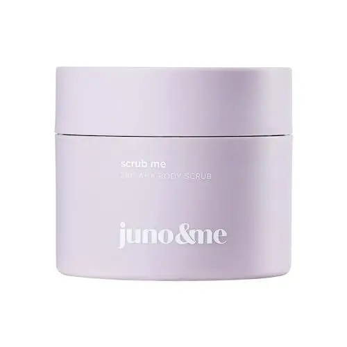 Produktbild: juno & me - 2in1 AHA Body Scrub: Körperpeeling mit Vulkangestein, Niacinamide & AHA - entfernt abgestorbene Hautschuppen - Körperpflege für tiefenwirksame Reinigung - vegane skincare - 160 ml