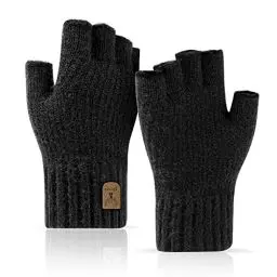 Produktbild: JUNRUI Fingerlose Handschuhe, Handschuhe ohne Finger Winter Warme Strickhandschuhe Arbeiten Camping Wandern Laufen Radfahren Fahren für Herren und Damen