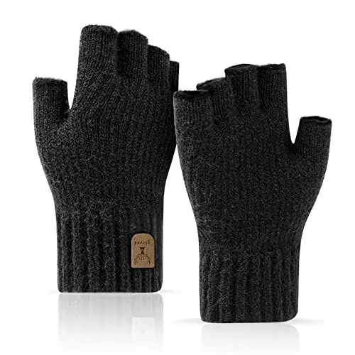 Produktbild: JUNRUI Fingerlose Handschuhe, Handschuhe ohne Finger Winter Warme Strickhandschuhe Arbeiten Camping Wandern Laufen Radfahren Fahren für Herren und Damen