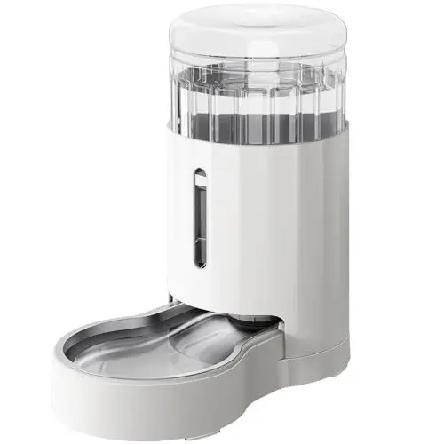 Produktbild: JUNSPOW Haustier-Wasserspender, 6L Schwerkraft große Kapazität Edelstahl-Wasserspender, 100% BPA-frei Automatische Haustier-Tränke für Katzen & kleine/mittelgroße Hunde,Weiß