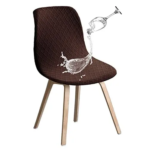 Produktbild: JUNZHE Muschelstuhlhussen Retro-Stuhlhussen Stretch-Spandex-Druck, Lounge-Eckstuhlschutz für Esszimmer, Küche, Party, Bankett, Club, Heimdekoration (braun, 4 Stück)