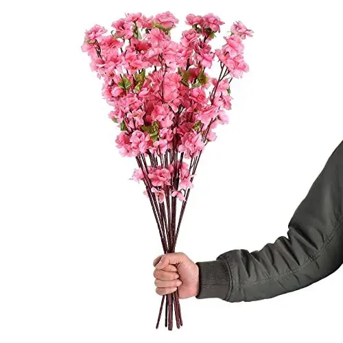 Produktbild: RXMORI 10 Stück Künstliche Blumen, Pfirsichblüten, 66 cm, Simulation von Pfirsichzweigen, Seiden-Pfirsichblumensträuße, Künstliche Frühlingspfirsich-Kunstpflanzen für Hochzeit, Zuhause,(#1)