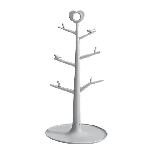 Produktbild: CYYZB Kaffeetassenhalter, Tassenhalterbaum mit 8 Haken, Tassenregal für Arbeitsplatte, Kaffee-Teetassen-Becherhalterständer für Küchentheke, Schrank, Café(grau)